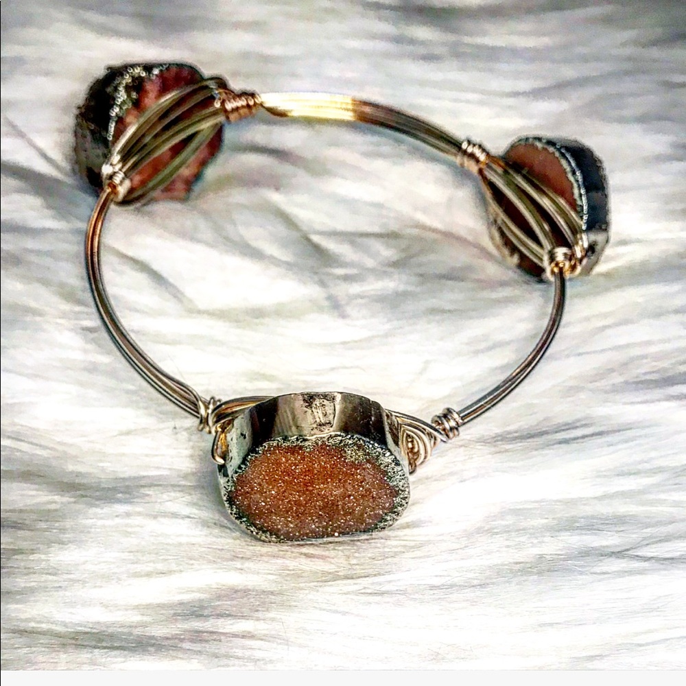 ✨LAST! Handmade Druzy Stone Wire Wrapped Bangle - Picture 8 of 9